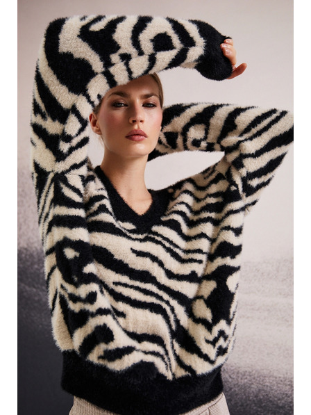 Moodo Mintás pulóver fekete Moodo