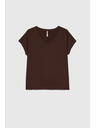 Moodo Pamut póló V-nyakkivágással barna Moodo