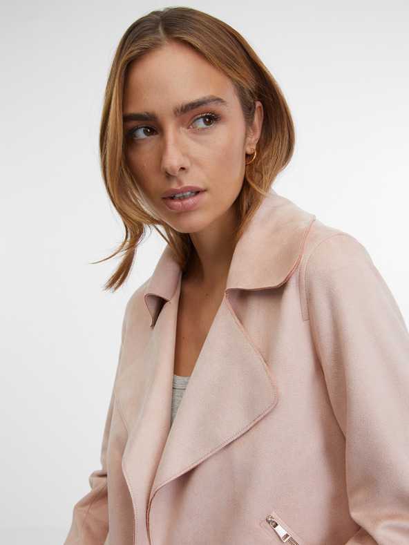 Orsay ORSAY világos rózsaszín női kabát velúr kivitelben