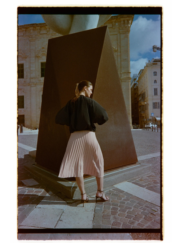 Moodo Pliszírozott szoknya bézs Moodo