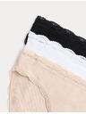 Marks & Spencer Csipkés pamut bikinialsó, 3 darabos szett Marks & Spencer bézs