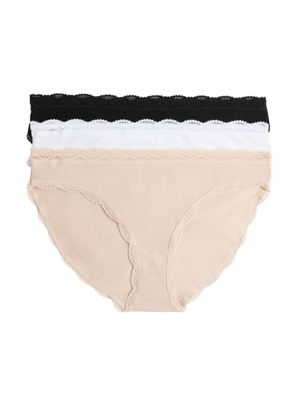 Marks & Spencer Csipkés pamut bikinialsó, 3 darabos szett Marks & Spencer bézs