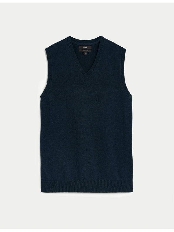 Marks & Spencer Marks & Spencer tiszta pamutból készült ujjatlan pulóver tengerészkék