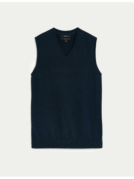 Marks & Spencer Marks & Spencer tiszta pamutból készült ujjatlan pulóver tengerészkék