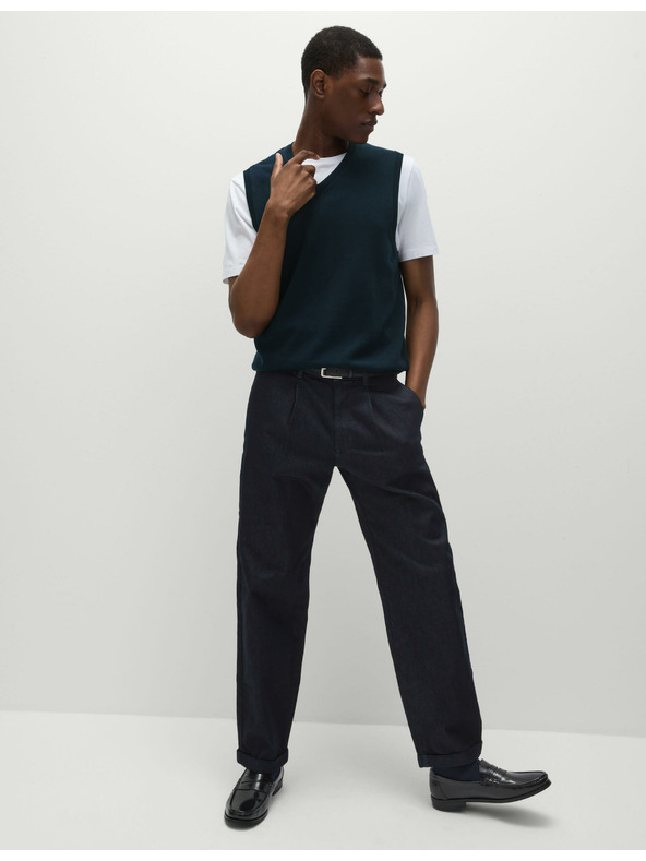 Marks & Spencer Marks & Spencer tiszta pamutból készült ujjatlan pulóver tengerészkék