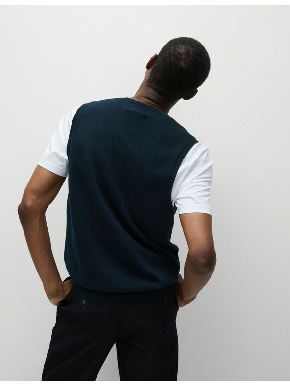 Marks & Spencer Marks & Spencer tiszta pamutból készült ujjatlan pulóver tengerészkék