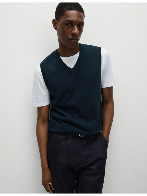 Marks & Spencer Marks & Spencer tiszta pamutból készült ujjatlan pulóver tengerészkék