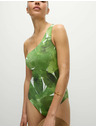 Marks & Spencer Mintás erősített egyvállas fürdőruha Marks & Spencer zöld