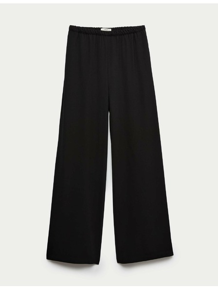 Marks & Spencer Széles szárú kreppnadrág elasztikus derékkal Marks & Spencer fekete