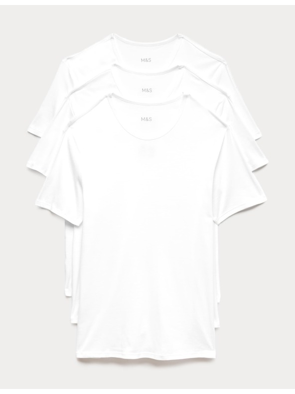Marks & Spencer Három darab fehér Marks & Spencer férfi pólóból álló készlet
