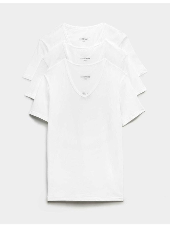Marks & Spencer Három darabos férfi alap pólókészlet fehér színben, Marks & Spencer Cool & Fresh™ technológiával.