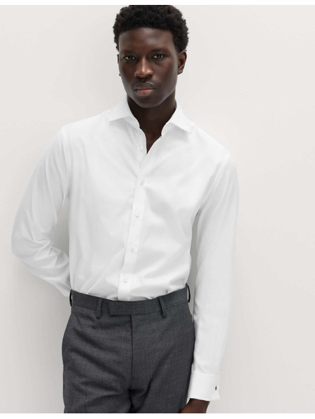 Marks & Spencer Marks & Spencer keskeny szabású luxus pamut póló dupla mandzsettával, fehér színben.