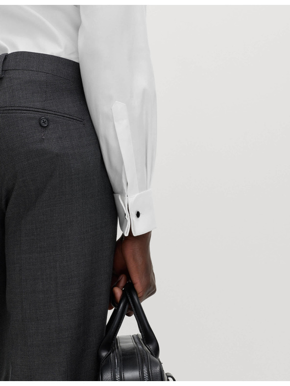 Marks & Spencer Marks & Spencer keskeny szabású luxus pamut póló dupla mandzsettával, fehér színben.