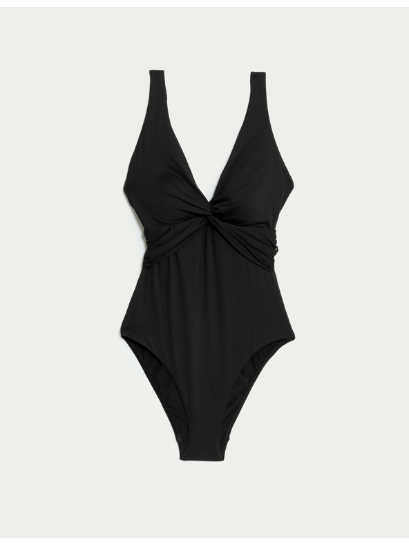 Marks & Spencer Nyakkivágású hasformáló fürdőruha Marks & Spencer fekete