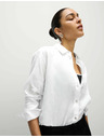 Marks & Spencer Oversized Girlfriend stílusú len ing gallérral Marks & Spencer fehér