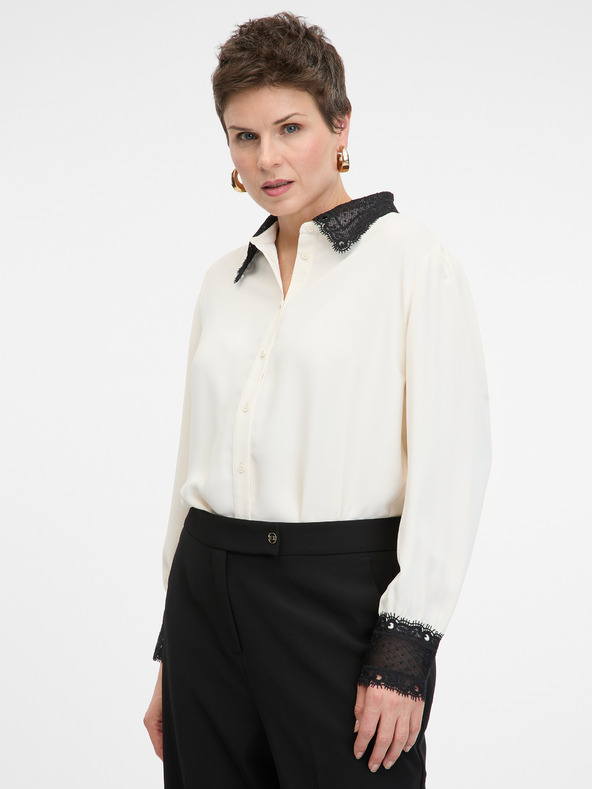 Orsay ORSAY krémszínű női ing kontrasztos gallérral