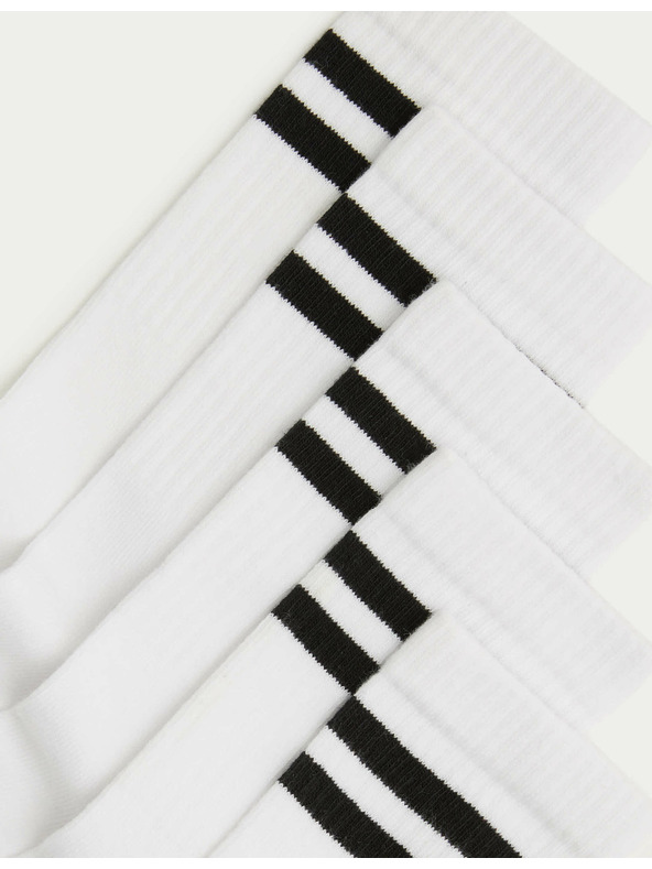 Marks & Spencer Csíkos sportszoknik magas pamuttartalommal, 5 páros csomag (6 kicsi – 7 nagy) Marks & Spencer fehér