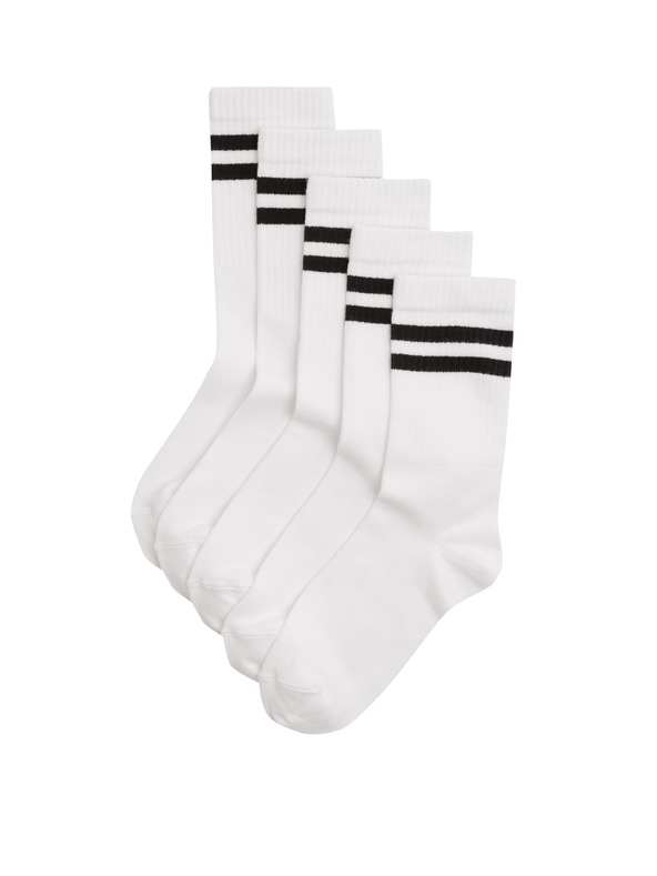 Marks & Spencer Csíkos sportszoknik magas pamuttartalommal, 5 páros csomag (6 kicsi – 7 nagy) Marks & Spencer fehér