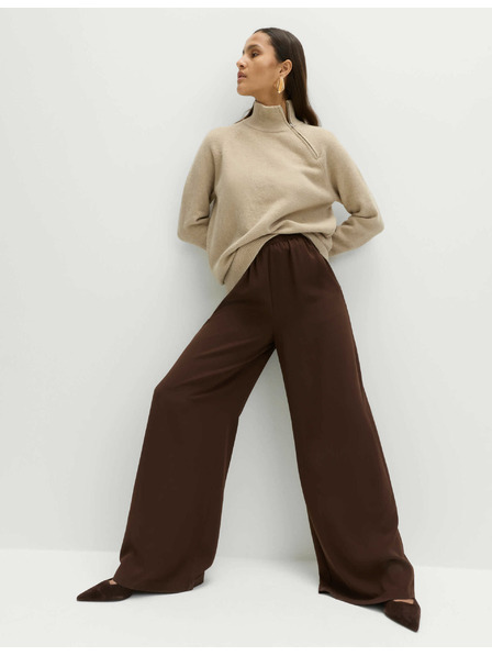 Marks & Spencer Krepp nadrág széles szárral és rugalmas derékkal Marks & Spencer barna