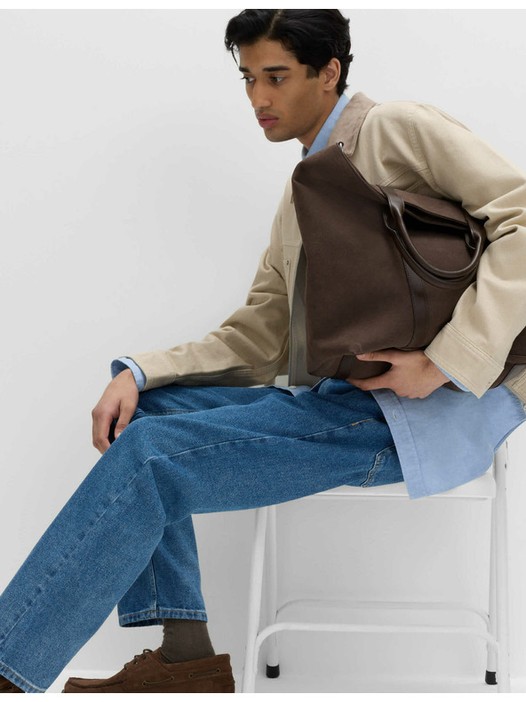 Marks & Spencer Sima farmer egyenes szabással, 100% pamutból, Marks & Spencer kék