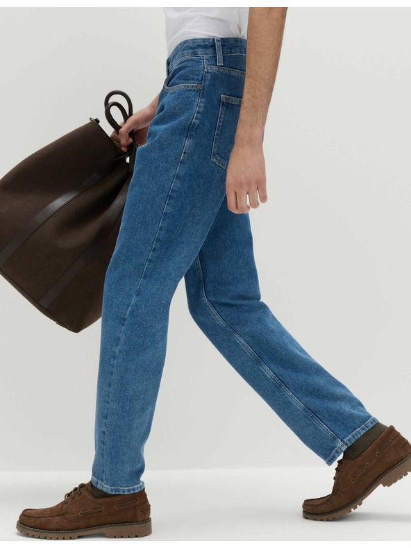 Marks & Spencer Sima farmer egyenes szabással, 100% pamutból, Marks & Spencer kék