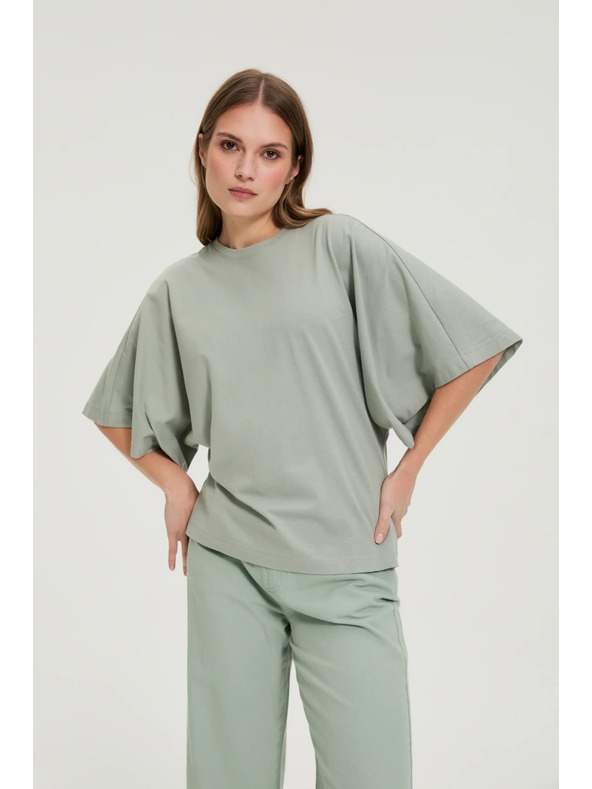 Moodo Blúz széles ujjakkal olivazöld Moodo