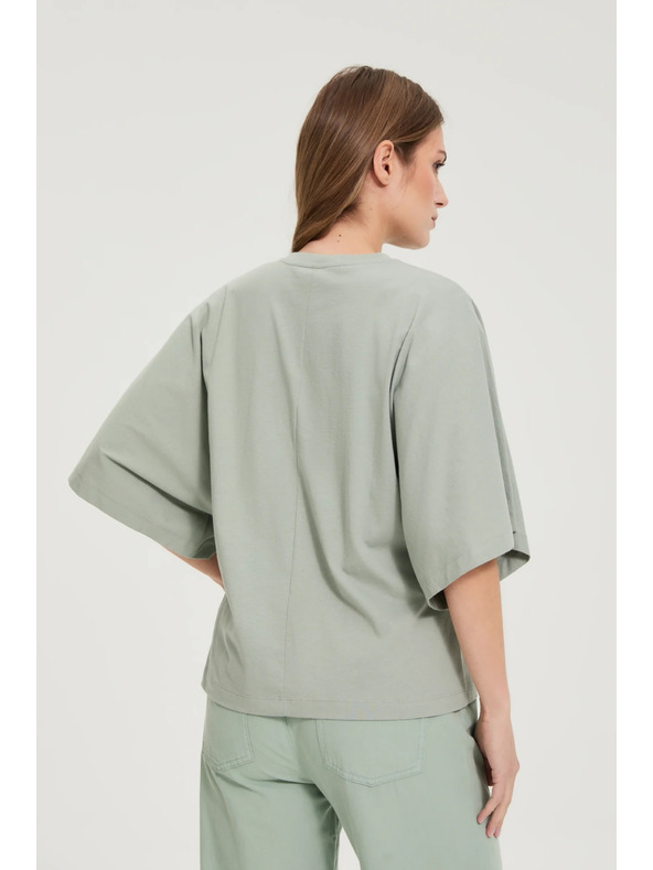 Moodo Blúz széles ujjakkal olivazöld Moodo