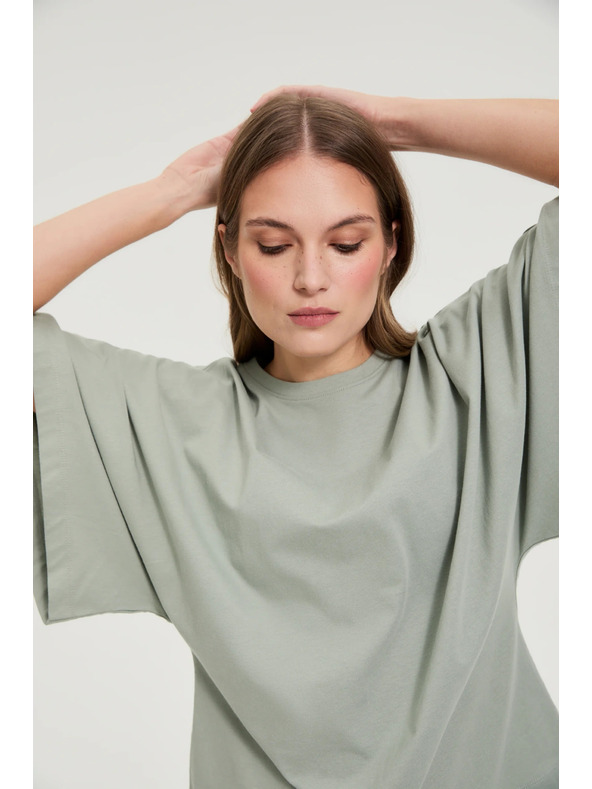 Moodo Blúz széles ujjakkal olivazöld Moodo