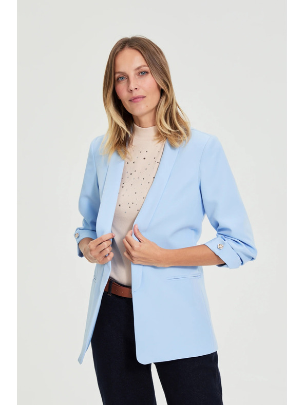 Moodo Blézer gyűrt ujjakkal világoskék Moodo