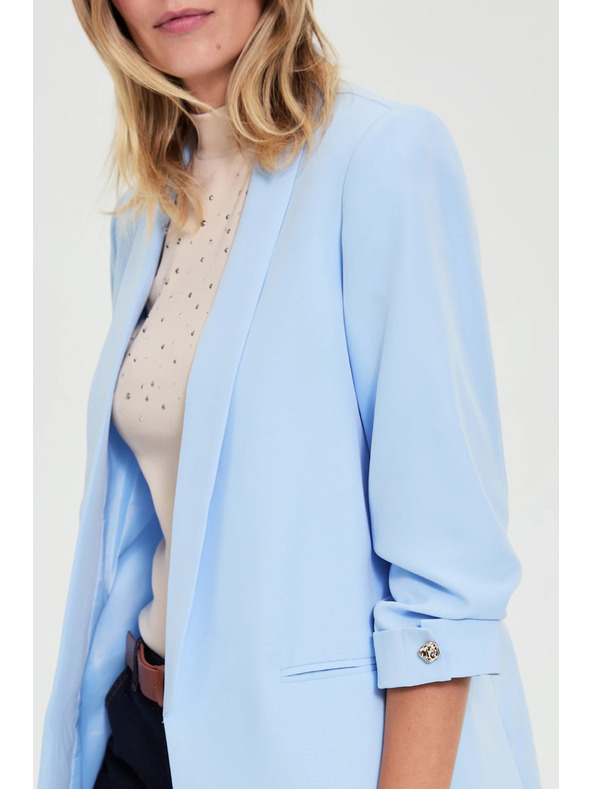 Moodo Blézer gyűrt ujjakkal világoskék Moodo