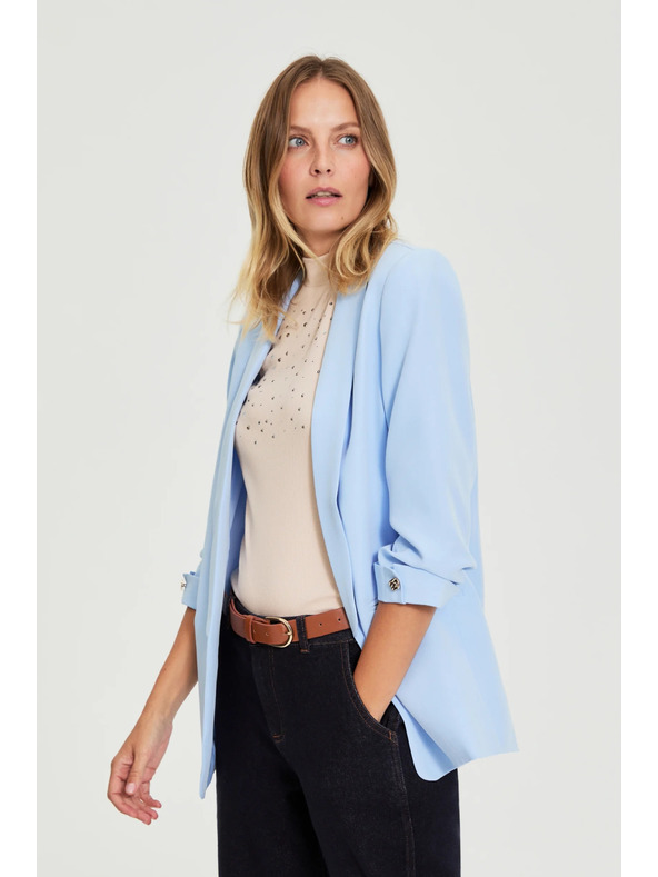 Moodo Blézer gyűrt ujjakkal világoskék Moodo