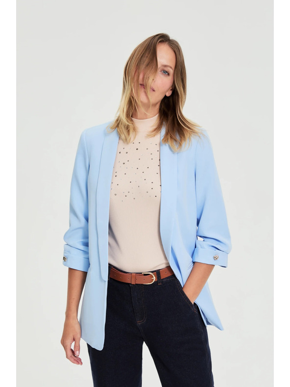 Moodo Blézer gyűrt ujjakkal világoskék Moodo