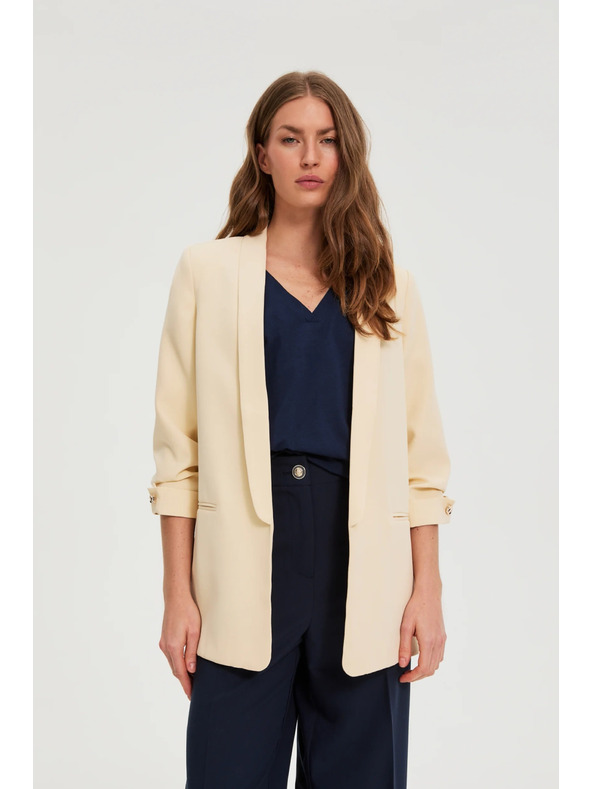 Moodo Blézer gyűrt ujjakkal sárga Moodo