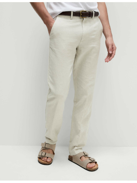 Marks & Spencer Chino nadrág lenvegyület keverékből, normál fazon Marks & Spencer bézs