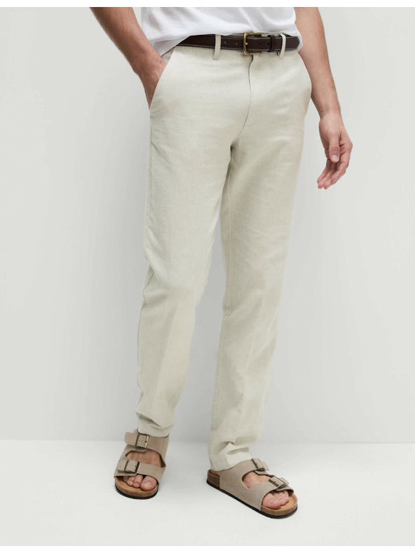 Marks & Spencer Chino nadrág lenvegyület keverékből, normál fazon Marks & Spencer bézs