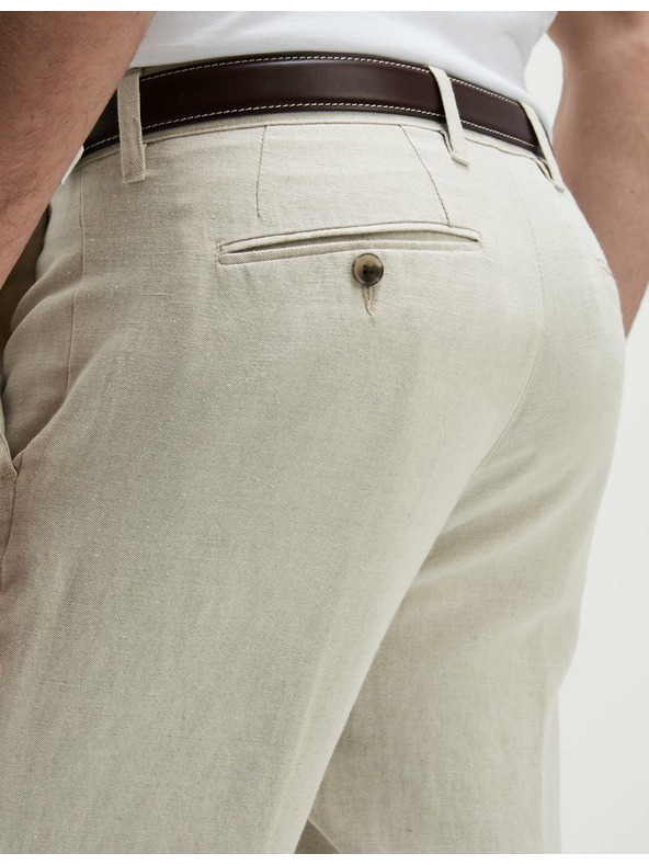 Marks & Spencer Chino nadrág lenvegyület keverékből, normál fazon Marks & Spencer bézs