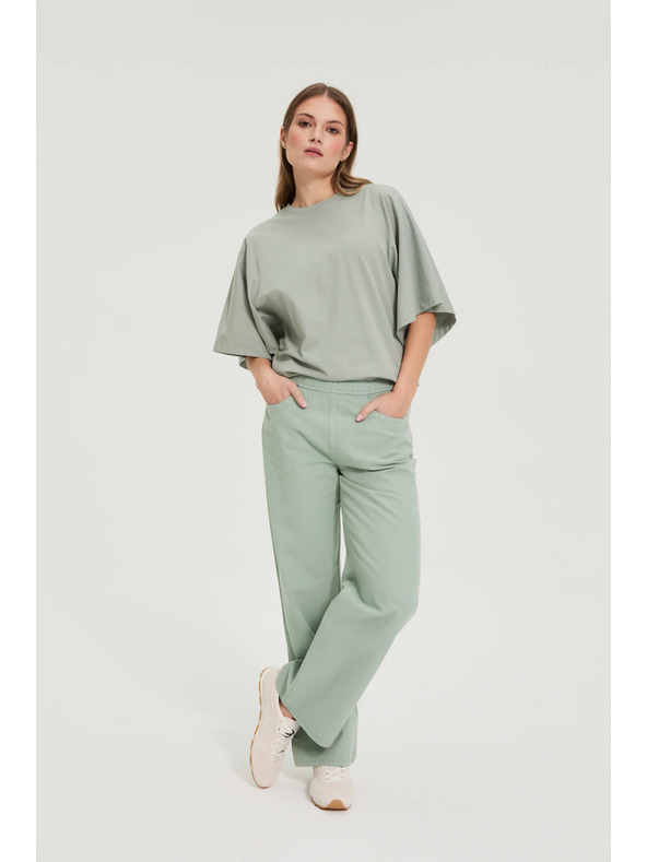 Moodo Széles szárú farmernadrág khaki Moodo