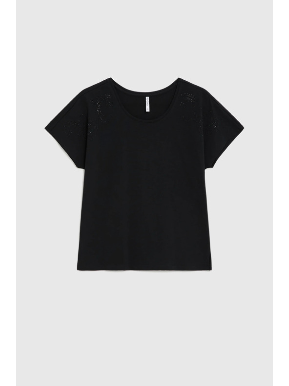 Moodo Blúz díszítő aplikációval fekete Moodo