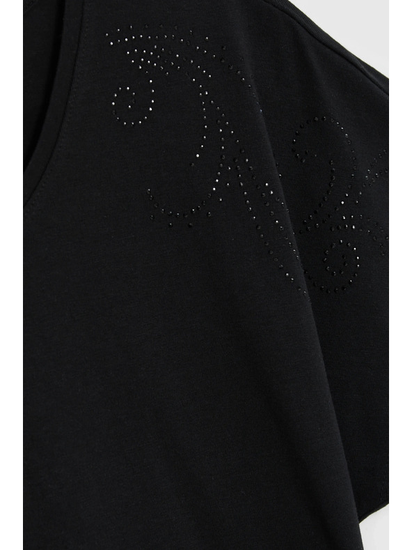 Moodo Blúz díszítő aplikációval fekete Moodo