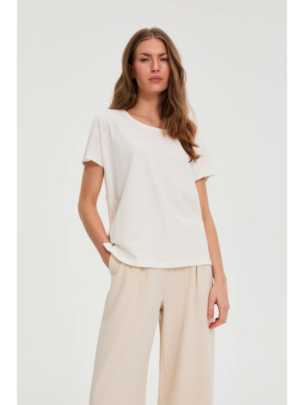 Moodo Blúz díszítő aplikációval fehér Moodo