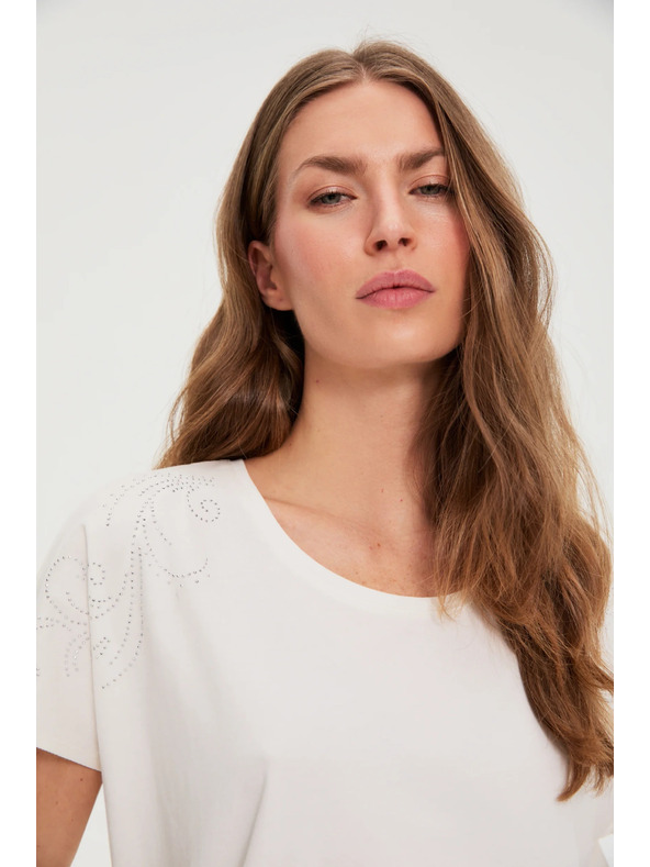 Moodo Blúz díszítő aplikációval fehér Moodo