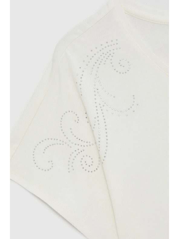 Moodo Blúz díszítő aplikációval fehér Moodo