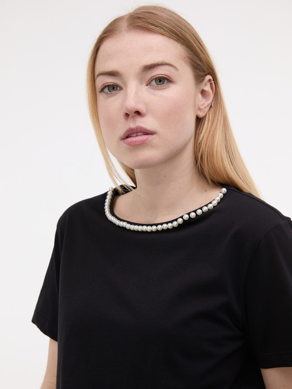 Orsay ORSAY fekete női póló applikációval