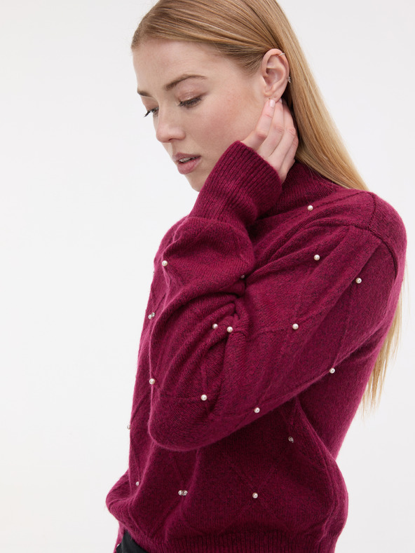 Orsay ORSAY Bordó női pulóver applikációval