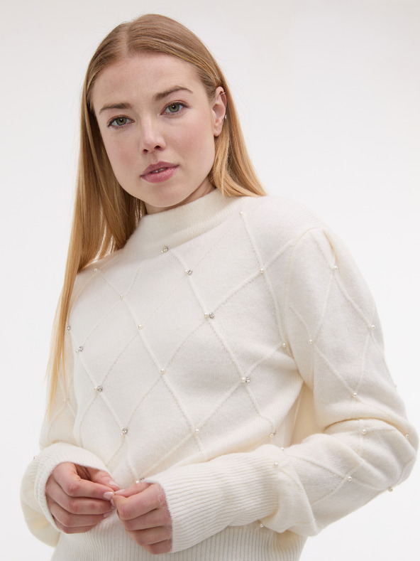 Orsay ORSAY Krémszínű női pulóver applikációval