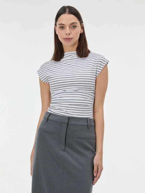 Orsay ORSAY Fehér csíkos női póló rövid ujjú