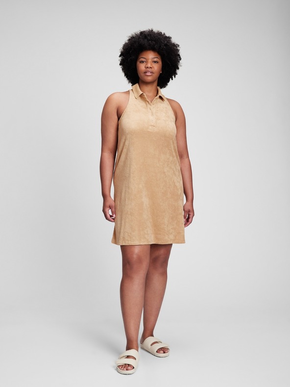 GAP Frottír csíkos ruha gallérral GAP