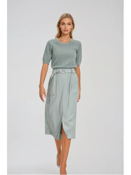 Moodo Olívazöld rövid ujjú pulóver Moodo