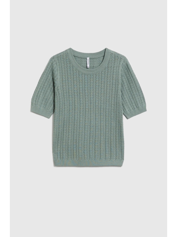 Moodo Olívazöld rövid ujjú pulóver Moodo