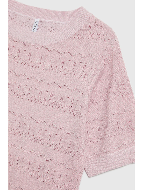 Moodo Azúrkék pulóver rövid ujjal rózsaszín Moodo
